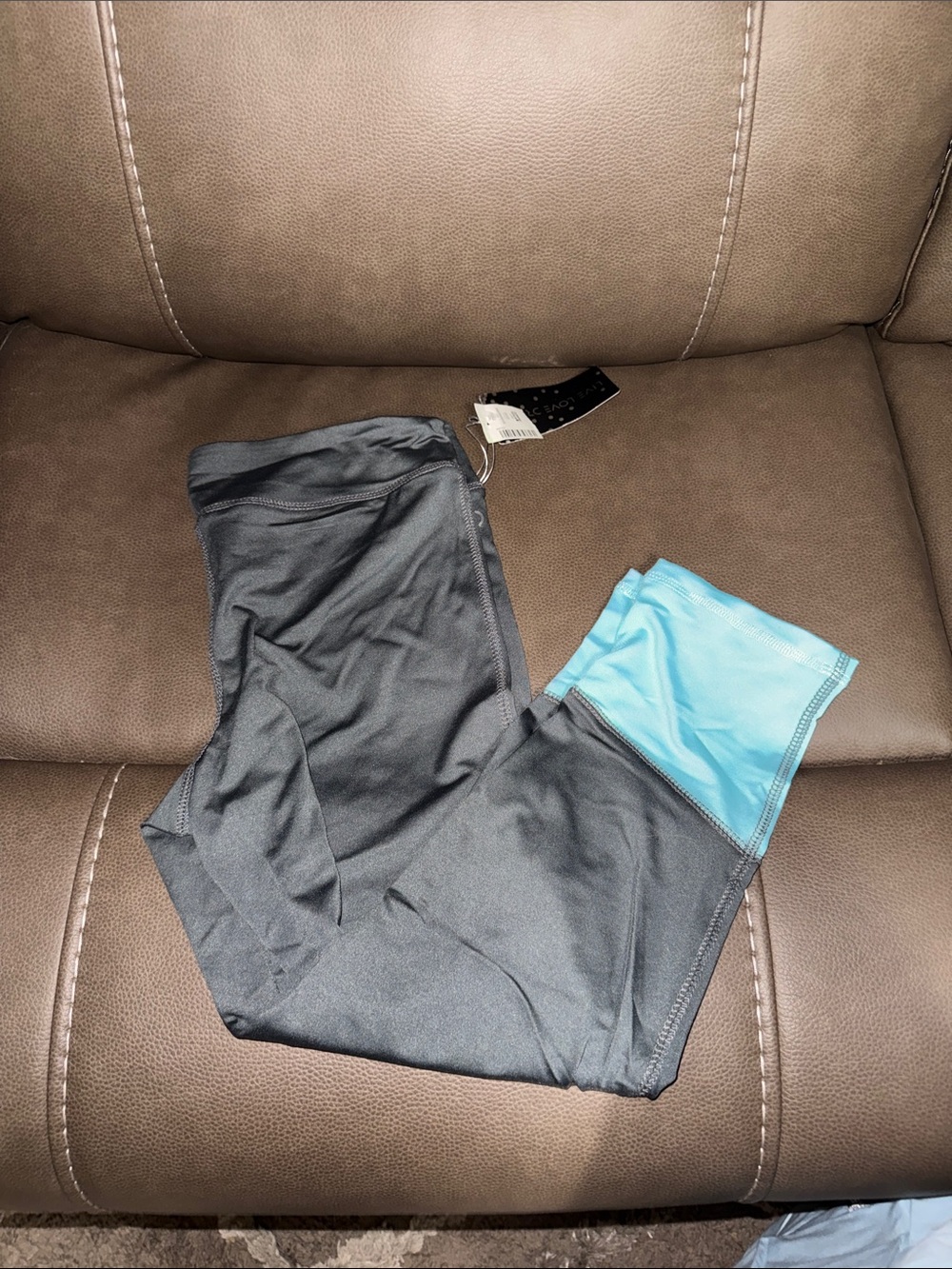 Aeropostale Live Laugh Love Grey Leggings with Light Blue  Accent